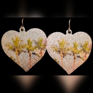 Sparkling Palm Tree Heart Earrings